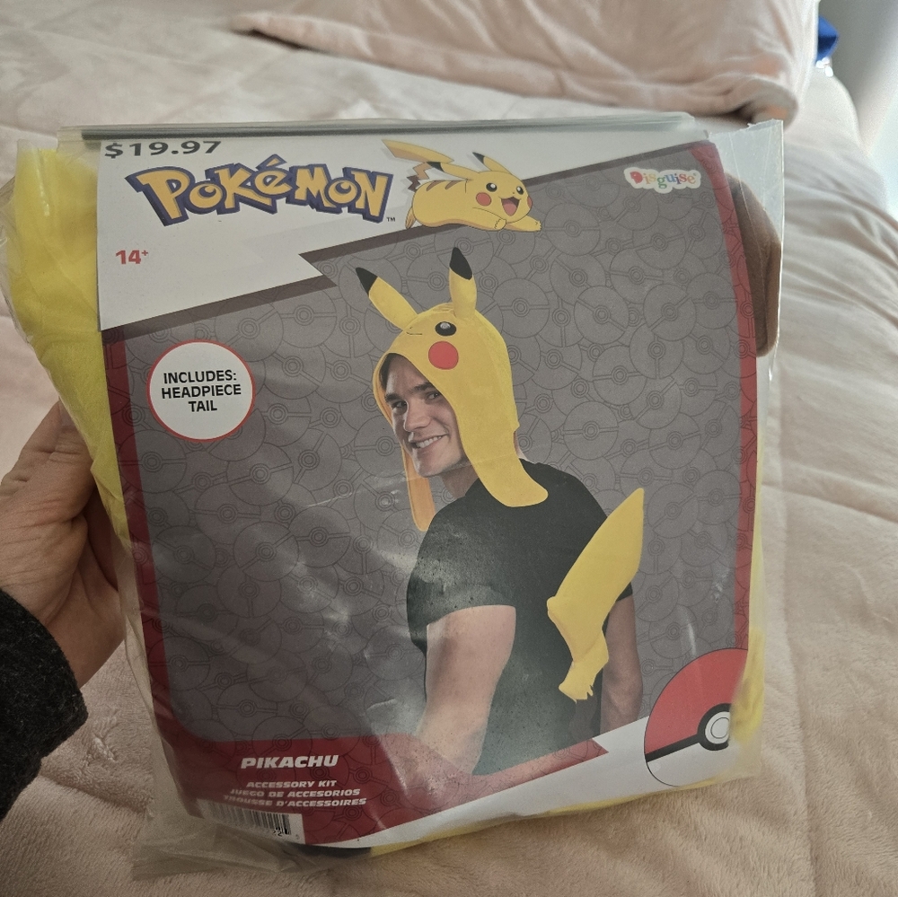 Pikachu Hooded Hat & Tail Costume Accessory - Yellow